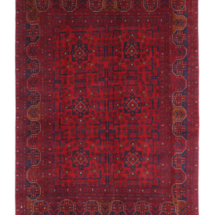 Afghan 5' 7" X 7' 7" Hand Knotted Wool Rug 5' 7" X 7' 7" (170 X 231) / Red / Wool