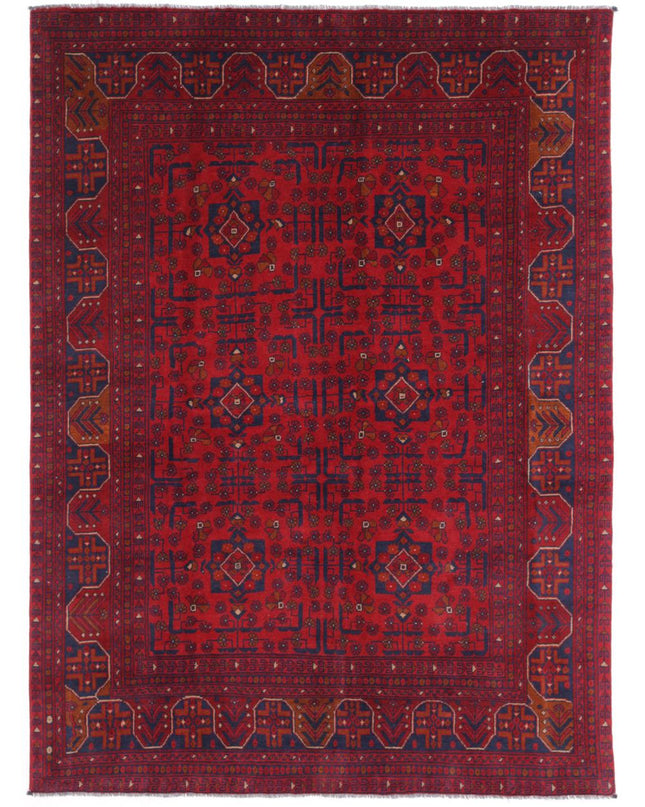 Afghan 5' 7" X 7' 7" Hand Knotted Wool Rug 5' 7" X 7' 7" (170 X 231) / Red / Wool