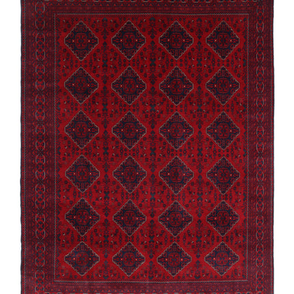 Afghan 8' 0" X 11' 0" Hand Knotted Wool Rug 8' 0" X 11' 0" (244 X 335) / Red / Wool