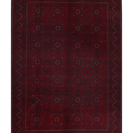 Afghan 8' 0" X 11' 6" Hand Knotted Wool Rug 8' 0" X 11' 6" (244 X 351) / Red / Wool