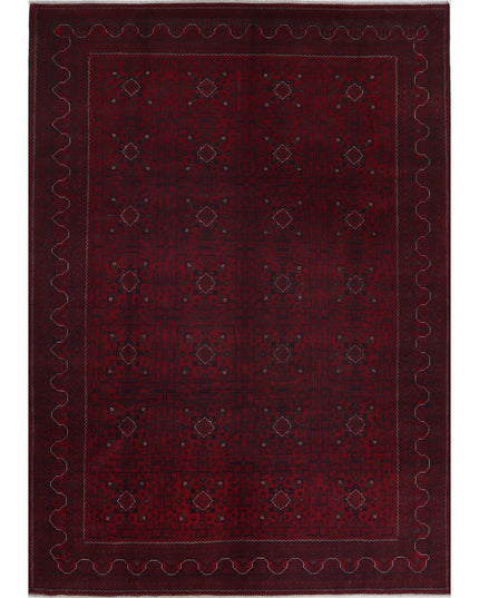 Afghan 8' 0" X 11' 6" Hand Knotted Wool Rug 8' 0" X 11' 6" (244 X 351) / Red / Wool
