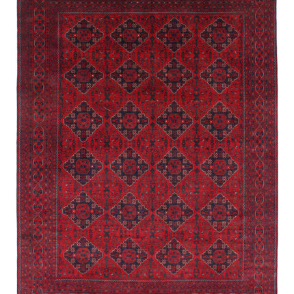 Afghan 8' 2" X 11' 2" Hand Knotted Wool Rug 8' 2" X 11' 2" (249 X 340) / Red / Wool