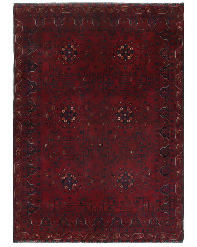 Afghan 4' 10" X 6' 8" Hand Knotted Wool Rug 4' 10" X 6' 8" (147 X 203) / Red / Wool