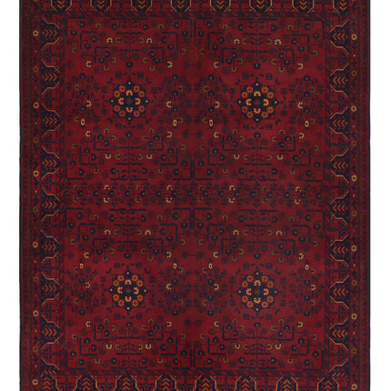Afghan 4' 10" X 6' 4" Hand Knotted Wool Rug 4' 10" X 6' 4" (147 X 193) / Red / Wool