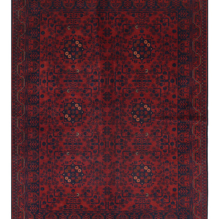 Afghan 4' 9" X 6' 3" Hand Knotted Wool Rug 4' 9" X 6' 3" (145 X 191) / Red / Wool