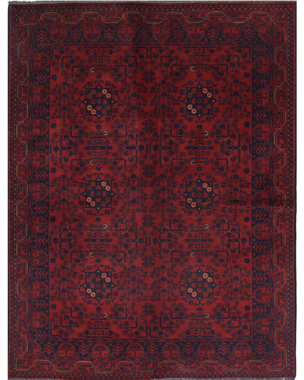 Afghan 4' 9" X 6' 3" Hand Knotted Wool Rug 4' 9" X 6' 3" (145 X 191) / Red / Wool
