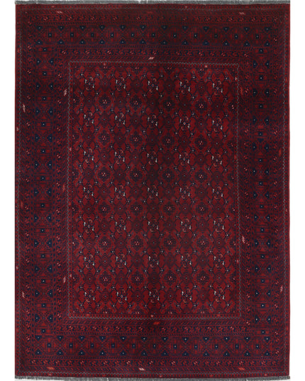 Afghan 5' 0" X 6' 10" Hand Knotted Wool Rug 5' 0" X 6' 10" (152 X 208) / Red / Wool