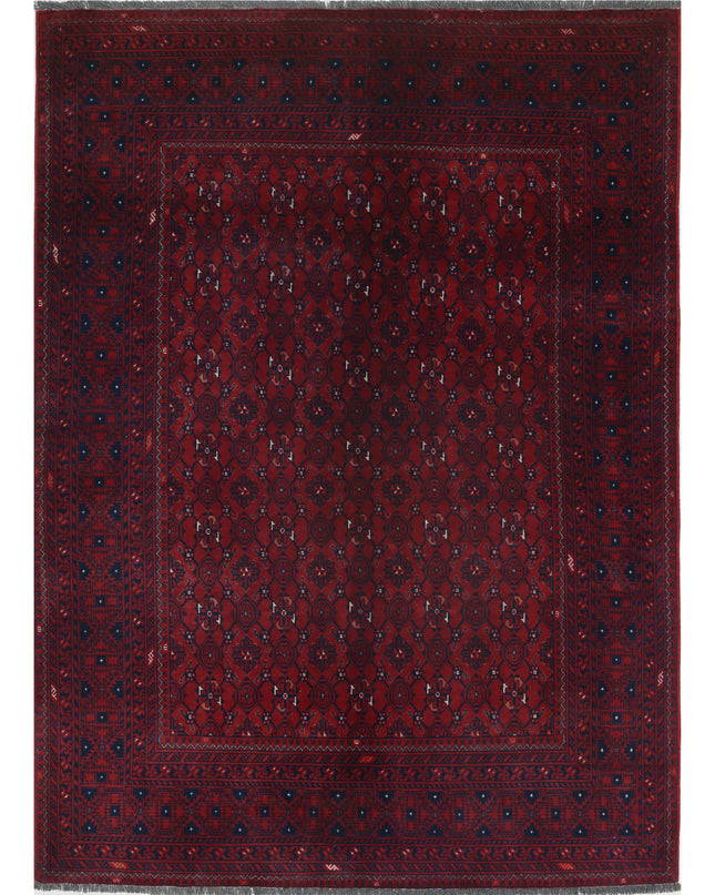 Afghan 5' 0" X 6' 10" Hand Knotted Wool Rug 5' 0" X 6' 10" (152 X 208) / Red / Wool