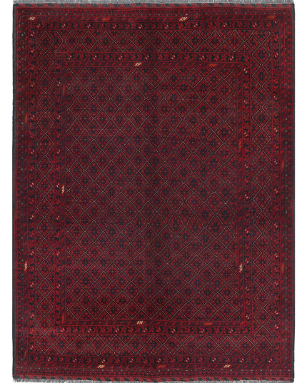 Afghan 4' 9" X 6' 5" Hand Knotted Wool Rug 4' 9" X 6' 5" (145 X 196) / Red / Wool