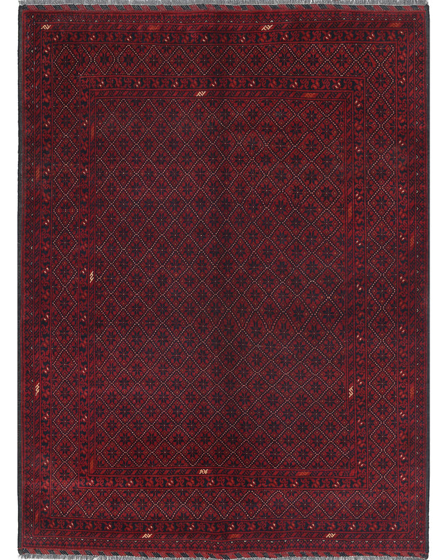 Afghan 4' 9" X 6' 5" Hand Knotted Wool Rug 4' 9" X 6' 5" (145 X 196) / Red / Wool