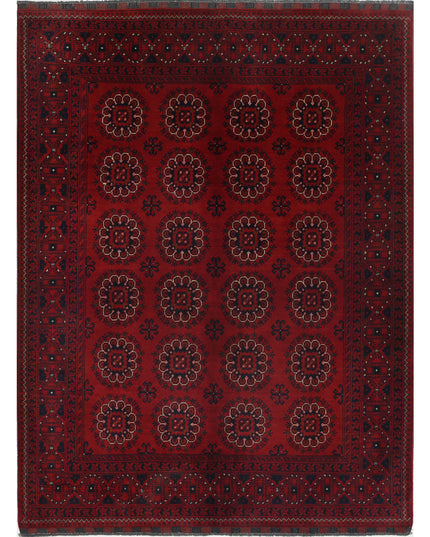 Afghan 5' 1" X 6' 8" Hand Knotted Wool Rug 5' 1" X 6' 8" (155 X 203) / Red / Wool