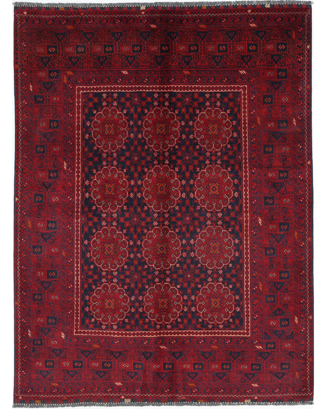 Afghan 4' 9" X 6' 4" Hand Knotted Wool Rug 4' 9" X 6' 4" (145 X 193) / Red / Wool