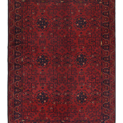 Afghan 4' 9" X 6' 5" Hand Knotted Wool Rug 4' 9" X 6' 5" (145 X 196) / Red / Wool