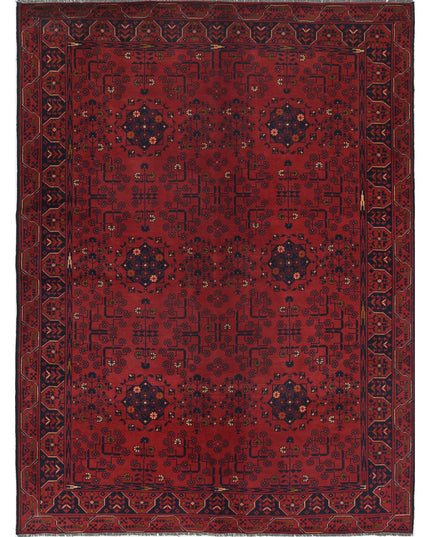 Afghan 4' 9" X 6' 5" Hand Knotted Wool Rug 4' 9" X 6' 5" (145 X 196) / Red / Wool