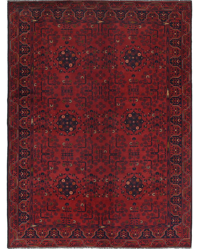 Afghan 4' 9" X 6' 5" Hand Knotted Wool Rug 4' 9" X 6' 5" (145 X 196) / Red / Wool