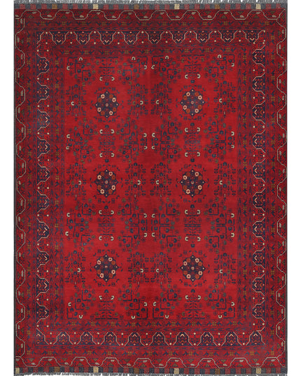 Afghan 5' 0" X 6' 7" Hand Knotted Wool Rug 5' 0" X 6' 7" (152 X 201) / Red / Wool