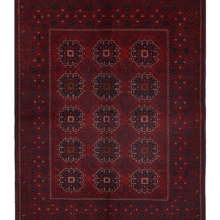 Afghan 4' 9" X 6' 1" Hand Knotted Wool Rug 4' 9" X 6' 1" (145 X 185) / Red / Wool