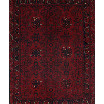 Afghan 4' 9" X 6' 6" Hand Knotted Wool Rug 4' 9" X 6' 6" (145 X 198) / Red / Wool