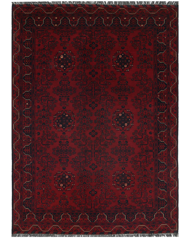 Afghan 4' 9" X 6' 6" Hand Knotted Wool Rug 4' 9" X 6' 6" (145 X 198) / Red / Wool