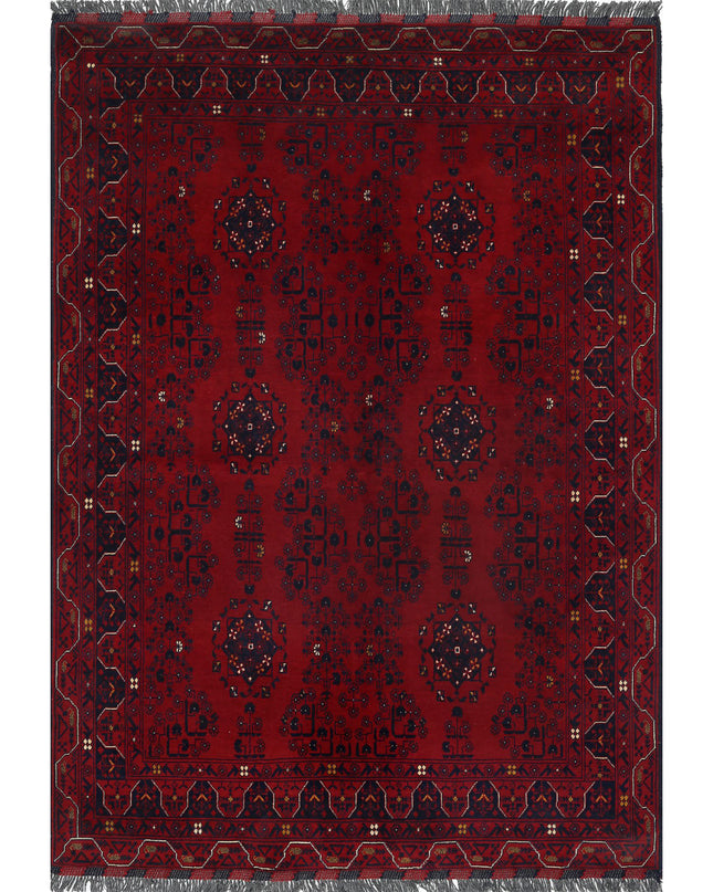 Afghan 4' 1" X 6' 1" Hand Knotted Wool Rug 4' 1" X 6' 1" (124 X 185) / Red / Wool