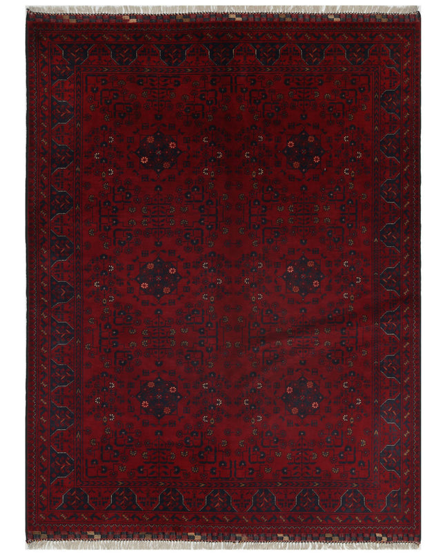 Afghan 4' 10" X 6' 5" Hand Knotted Wool Rug 4' 10" X 6' 5" (147 X 196) / Red / Wool