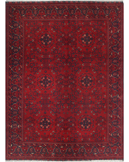 Afghan 4' 11" X 6' 7" Hand Knotted Wool Rug 4' 11" X 6' 7" (150 X 201) / Red / Wool