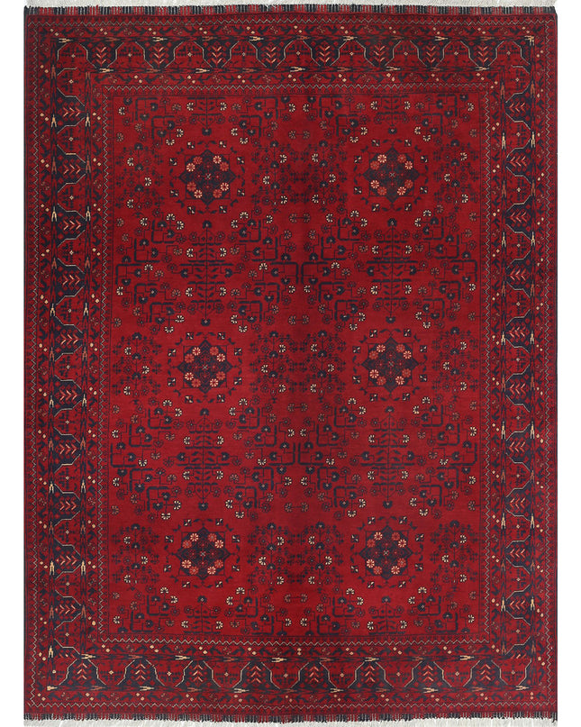 Afghan 4' 11" X 6' 7" Hand Knotted Wool Rug 4' 11" X 6' 7" (150 X 201) / Red / Wool