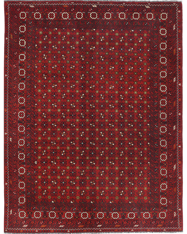 Afghan 4' 10" X 6' 3" Hand Knotted Wool Rug 4' 10" X 6' 3" (147 X 191) / Red / Wool