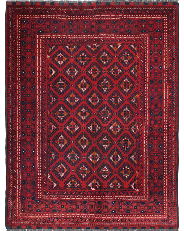 Afghan 4' 11" X 6' 5" Hand Knotted Wool Rug 4' 11" X 6' 5" (150 X 196) / Red / Wool