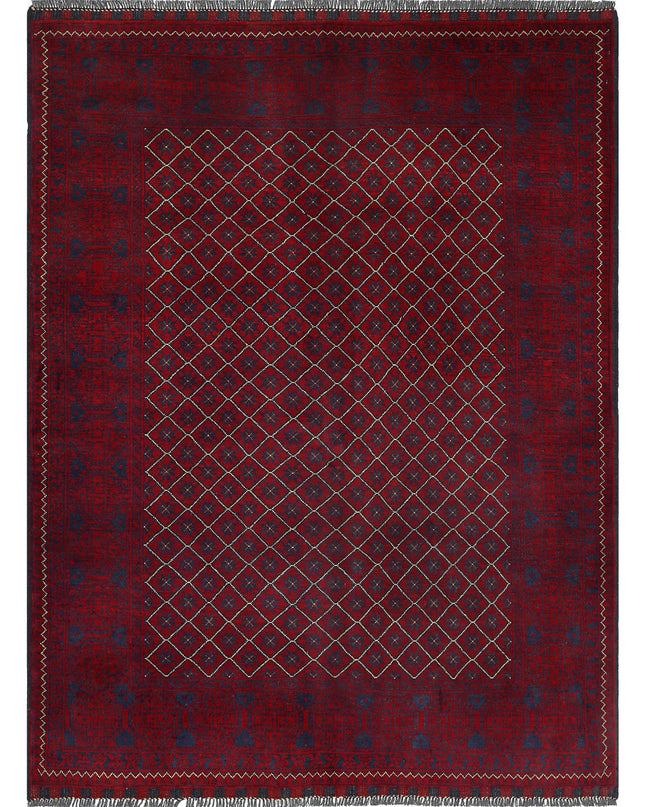 Afghan 4' 10" X 6' 4" Hand Knotted Wool Rug 4' 10" X 6' 4" (147 X 193) / Red / Wool