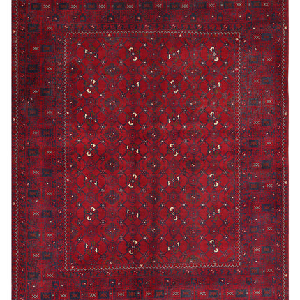 Afghan 5' 0" X 6' 5" Hand Knotted Wool Rug 5' 0" X 6' 5" (152 X 196) / Red / Wool