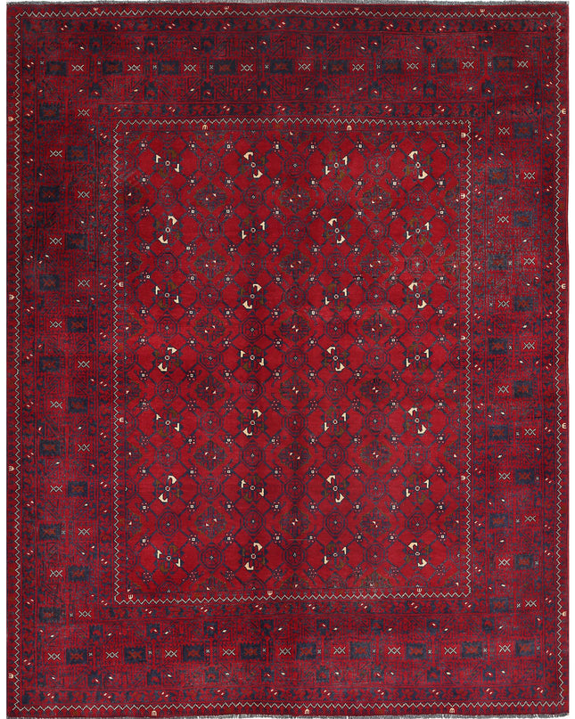 Afghan 5' 0" X 6' 5" Hand Knotted Wool Rug 5' 0" X 6' 5" (152 X 196) / Red / Wool