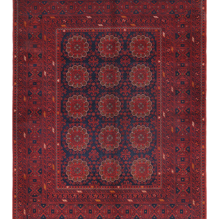 Afghan 4' 10" X 6' 5" Hand Knotted Wool Rug 4' 10" X 6' 5" (147 X 196) / Red / Wool