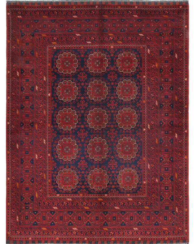 Afghan 4' 10" X 6' 5" Hand Knotted Wool Rug 4' 10" X 6' 5" (147 X 196) / Red / Wool