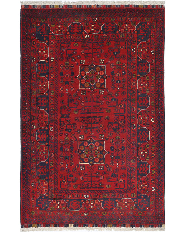 Afghan 3' 3" X 5' 0" Hand Knotted Wool Rug 3' 3" X 5' 0" (99 X 152) / Red / Wool