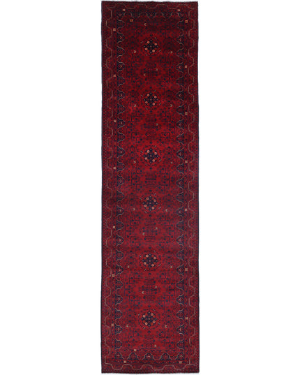 Afghan 3' 0" X 12' 5" Hand Knotted Wool Rug 3' 0" X 12' 5" (91 X 379) / Red / Wool