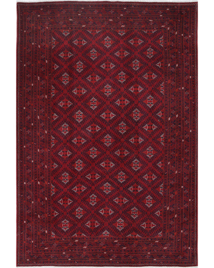 Afghan 6' 4" X 9' 3" Hand Knotted Wool Rug 6' 4" X 9' 3" (193 X 282) / Red / Wool