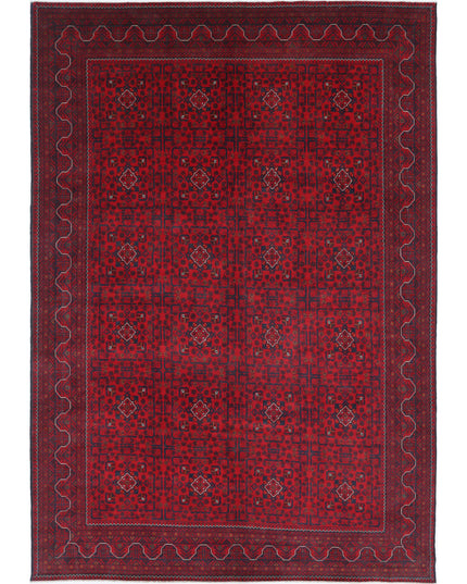 Afghan 8' 0" X 11' 6" Hand Knotted Wool Rug 8' 0" X 11' 6" (244 X 351) / Red / Wool