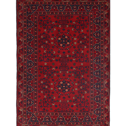 Afghan 3' 3" X 4' 11" Hand Knotted Wool Rug 3' 3" X 4' 11" (99 X 150) / Red / Wool
