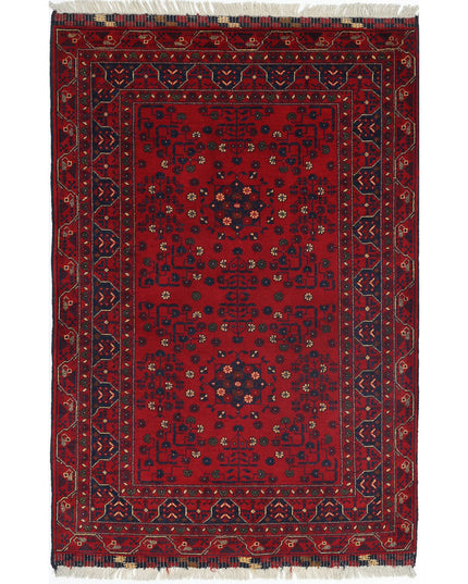 Afghan 3' 3" X 4' 11" Hand Knotted Wool Rug 3' 3" X 4' 11" (99 X 150) / Red / Wool