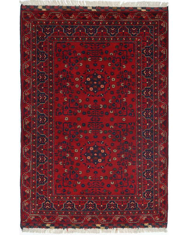 Afghan 3' 3" X 4' 11" Hand Knotted Wool Rug 3' 3" X 4' 11" (99 X 150) / Red / Wool