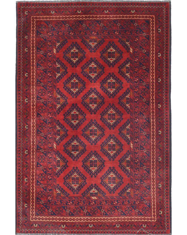 Afghan 3' 2" X 4' 9" Hand Knotted Wool Rug 3' 2" X 4' 9" (97 X 145) / Red / Wool