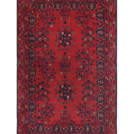 Afghan 3' 3" X 5' 1" Hand Knotted Wool Rug 3' 3" X 5' 1" (99 X 155) / Red / Wool
