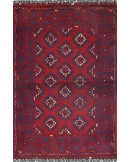 Afghan 3' 3" X 4' 10" Hand Knotted Wool Rug 3' 3" X 4' 10" (99 X 147) / Red / Wool