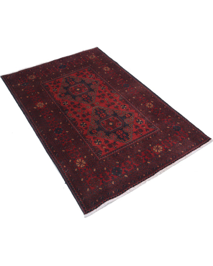 Afghan 3' 3" X 4' 1" Hand Knotted Wool Rug 3' 3" X 4' 1" (99 X 124) / Red / Wool