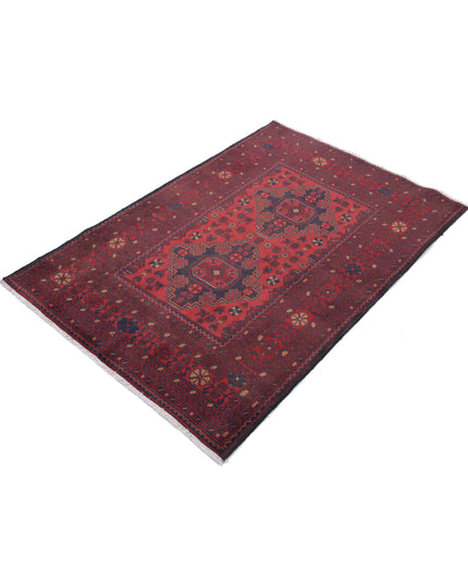 Afghan 3' 3" X 4' 1" Hand Knotted Wool Rug 3' 3" X 4' 1" (99 X 124) / Red / Wool
