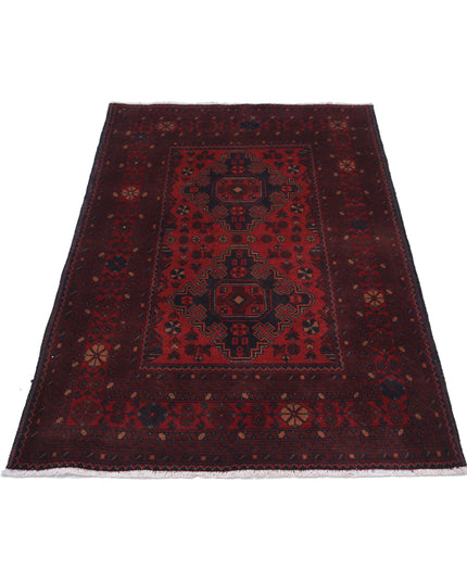 Afghan 3' 3" X 4' 1" Hand Knotted Wool Rug 3' 3" X 4' 1" (99 X 124) / Red / Wool