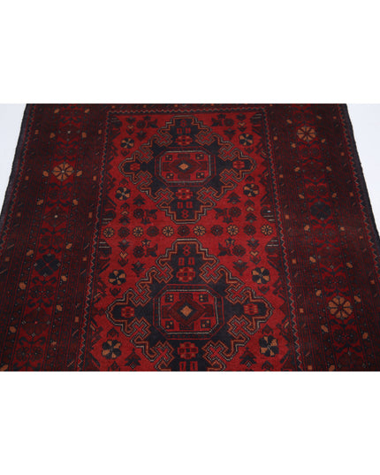 Afghan 3' 3" X 4' 1" Hand Knotted Wool Rug 3' 3" X 4' 1" (99 X 124) / Red / Wool