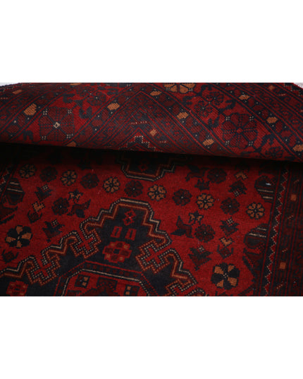 Afghan 3' 3" X 4' 1" Hand Knotted Wool Rug 3' 3" X 4' 1" (99 X 124) / Red / Wool