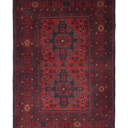 Afghan 3' 3" X 4' 1" Hand Knotted Wool Rug 3' 3" X 4' 1" (99 X 124) / Red / Wool